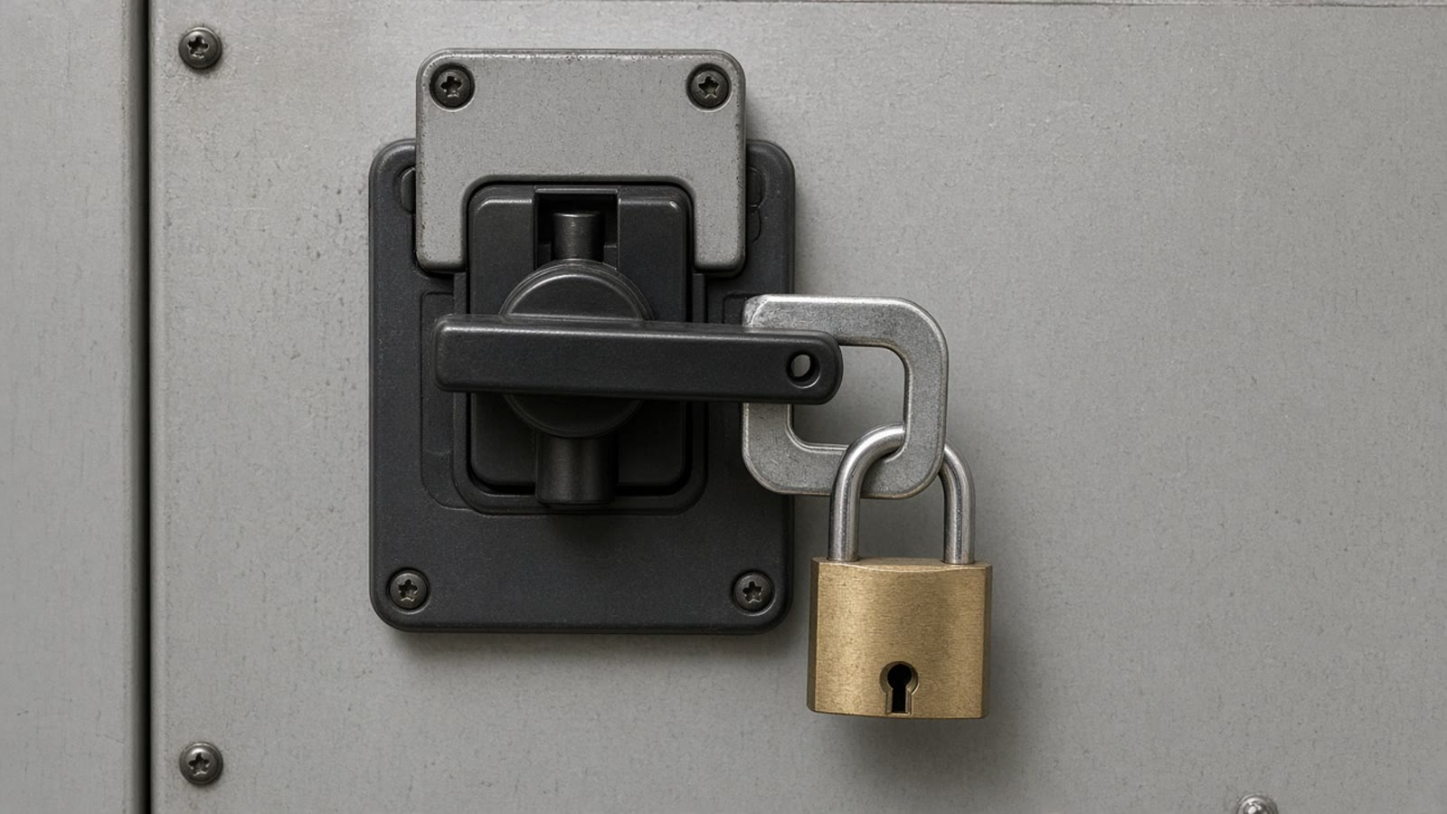 A padlock through the handle of an isolator
