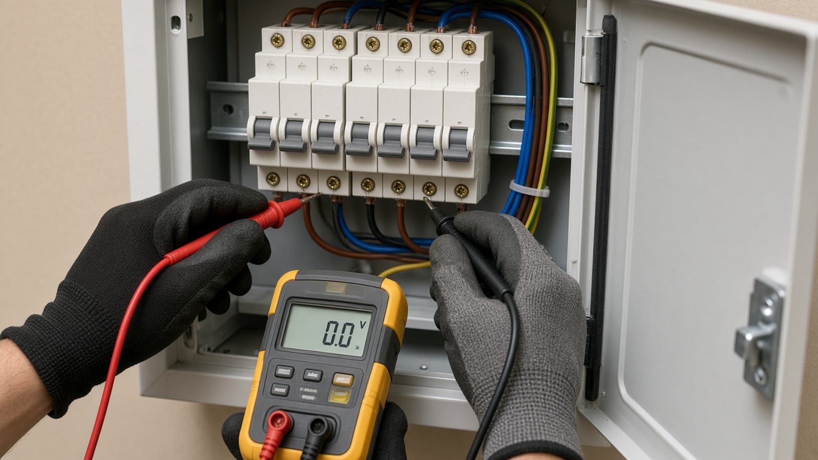 A two-pole tester on a practice panel